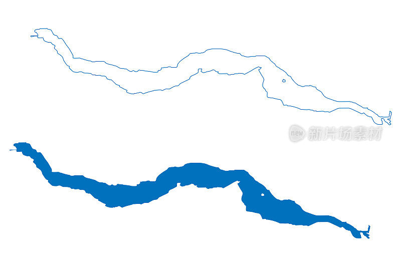 大湖中央(加拿大，北美，温哥华岛)地图矢量插图，潦草草图地图