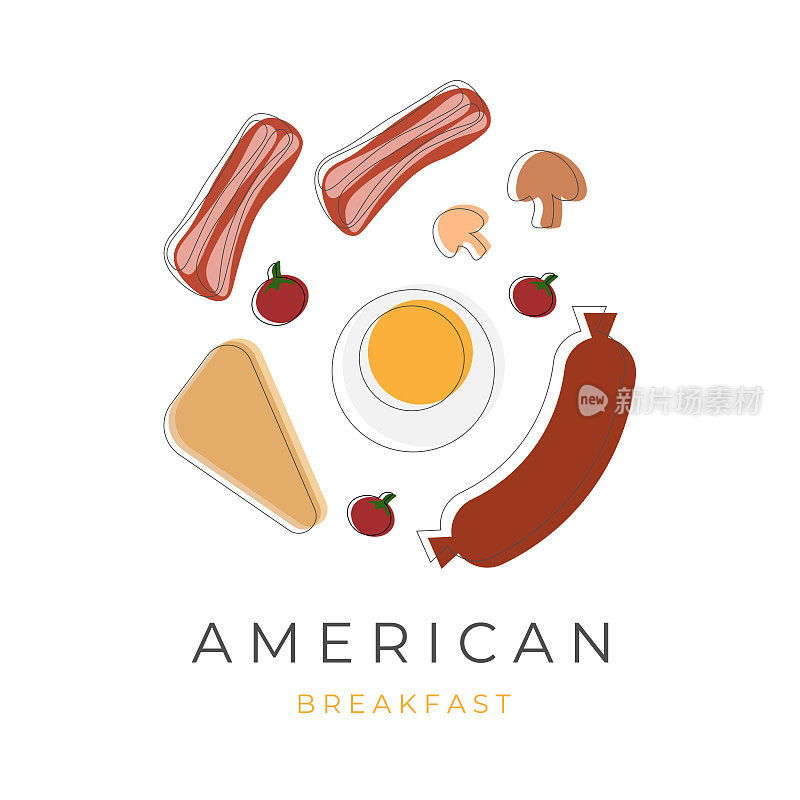 美式早餐卡通插画