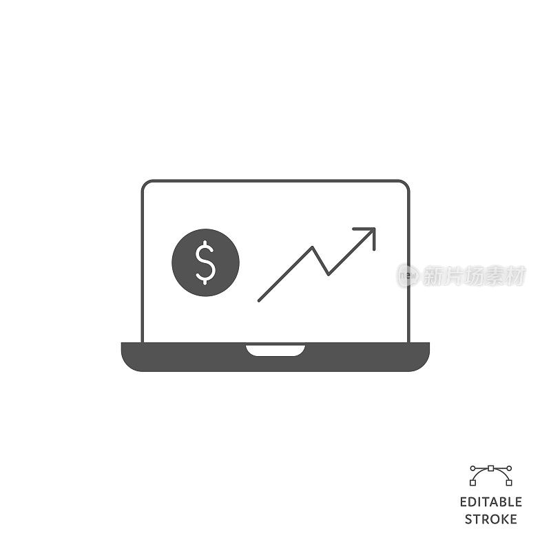 金融图表平线图标与可编辑的笔画。Icon适用于网页设计、移动应用、UI、UX和GUI设计。