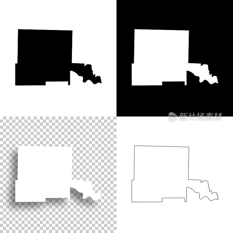 杰斐逊县，阿肯色州。设计地图。空白，白色和黑色背景
