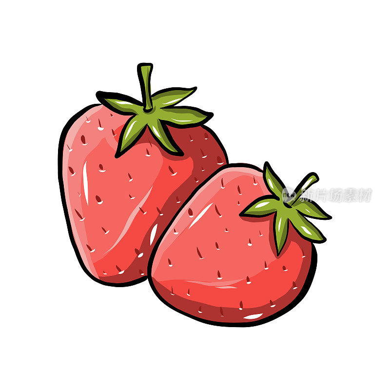 新鲜草莓水果矢量插图。健康饮食，甜食