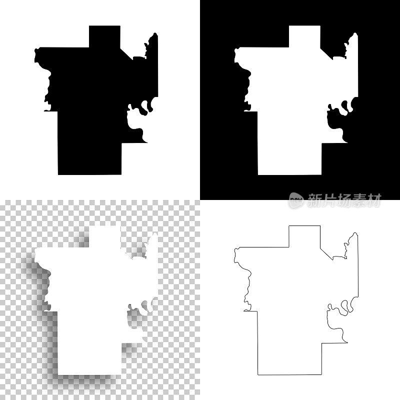 密西西比州的汉弗莱斯县。设计地图。空白，白色和黑色背景