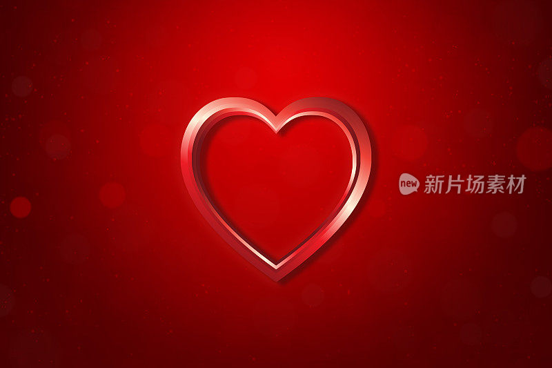 爱情主题情人节红栗色水平背景-一个大的有光泽的心在深栗色泡沫图案