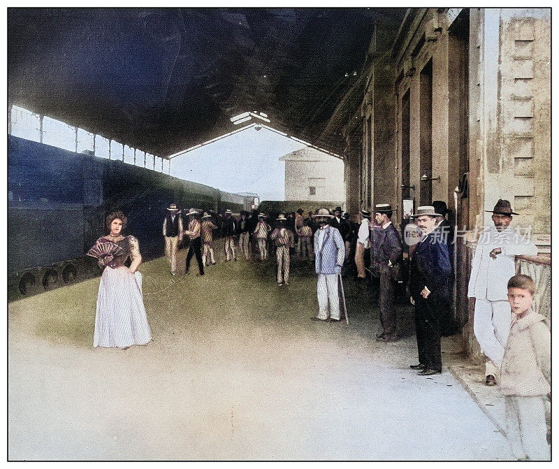 古色古香的黑白照片:古巴马坦萨斯火车站