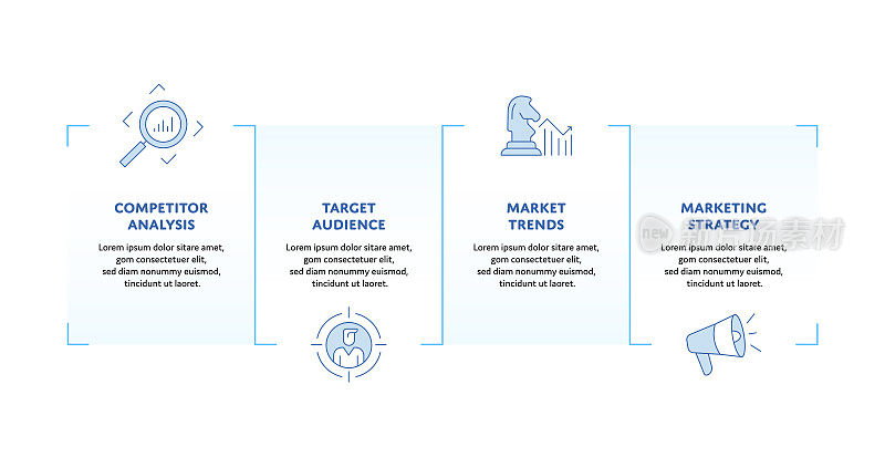 市场研究概念信息图表设计与可编辑的笔画填充线图标