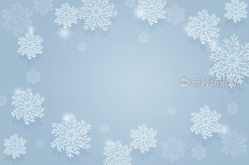 雪水晶和闪耀的灯光背景插图