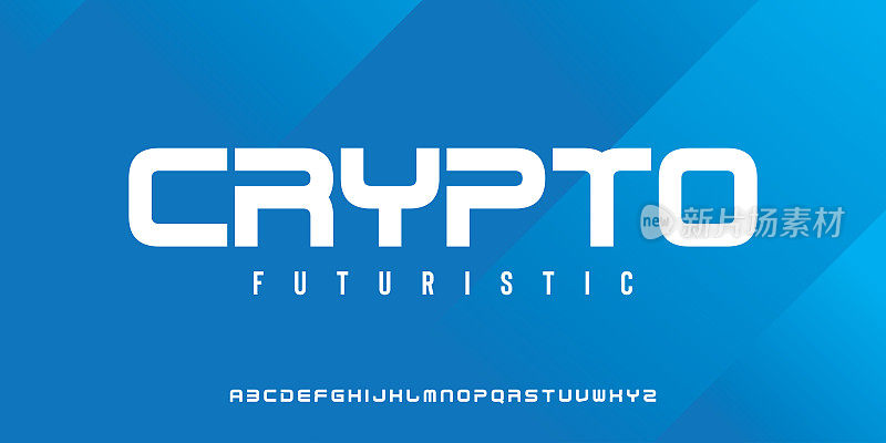 CRYPTO科技运动字体。适合您公司的专业字体。基于现代游戏字体的Logo设计。