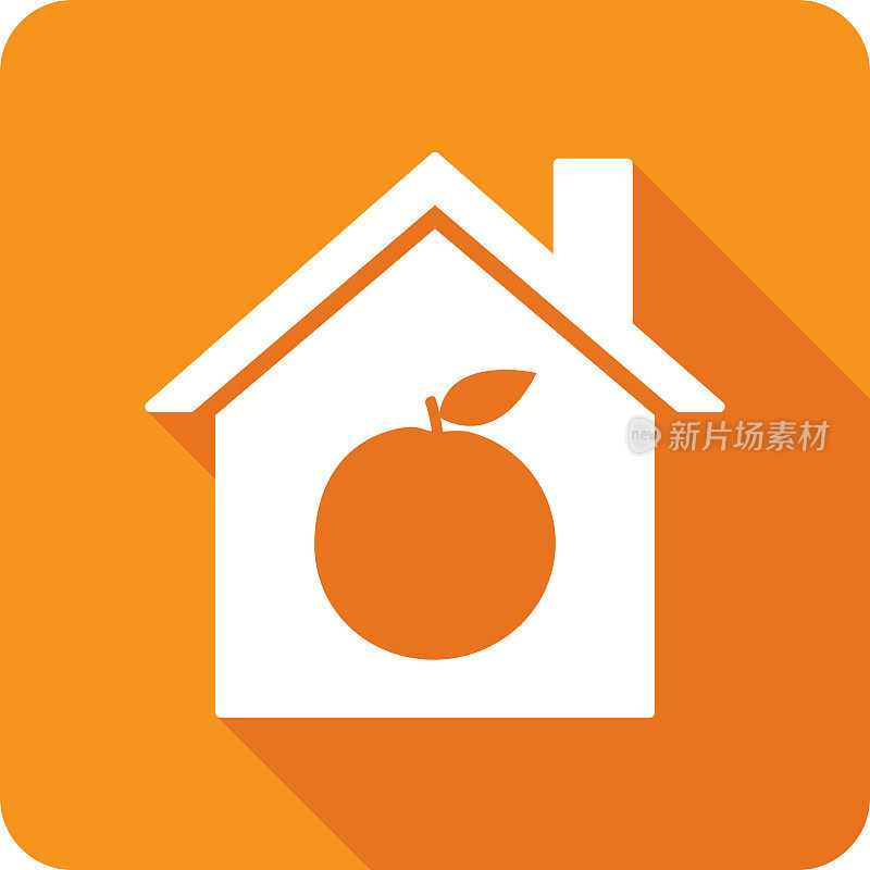 房子橘子水果图标剪影