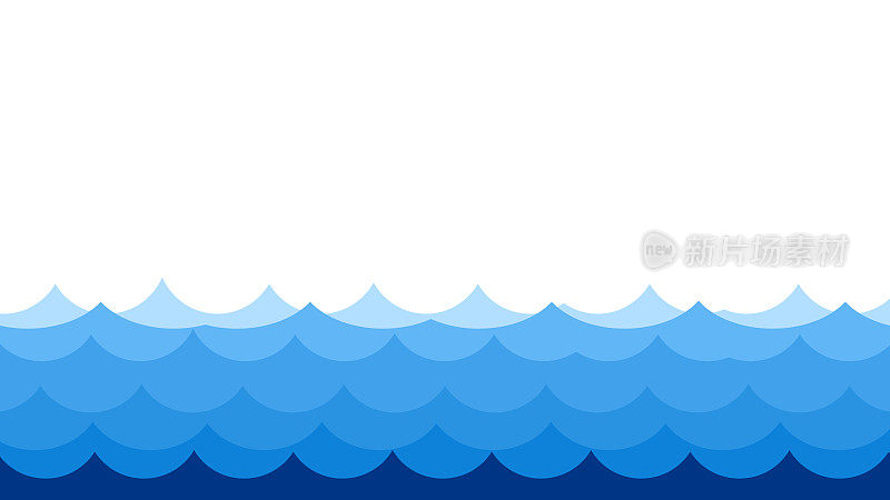 水波海洋流动图案背景。海旗矢量插图