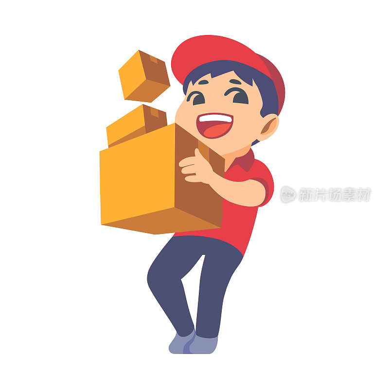 工作人员派送是在送包裹的路上，以专业的方式。