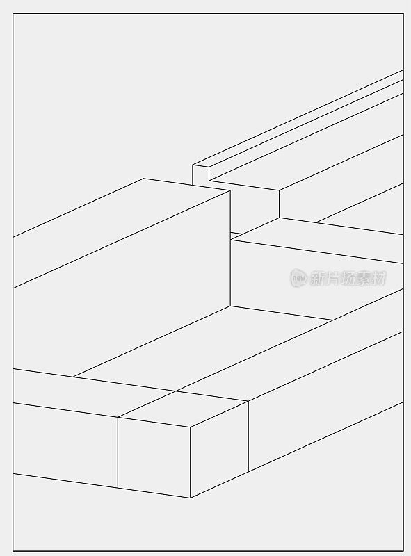 抽象黑白三维几何立方体线条结构图案背景