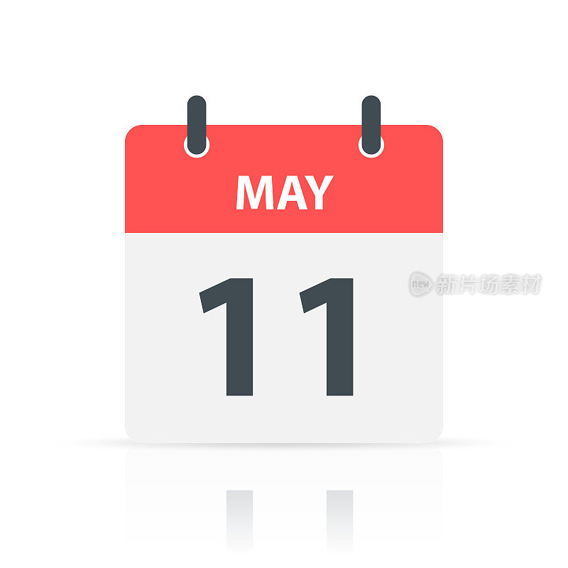 5月11日-白色背景反射的每日日历图标