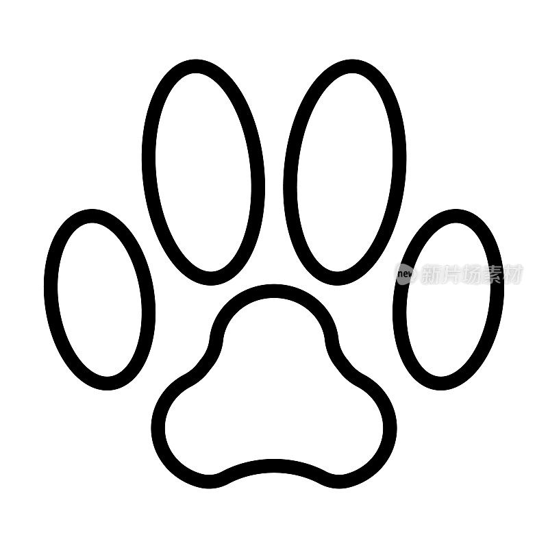 动物足迹线图标。爪脚印。矢量插图隔离在白色背景上。