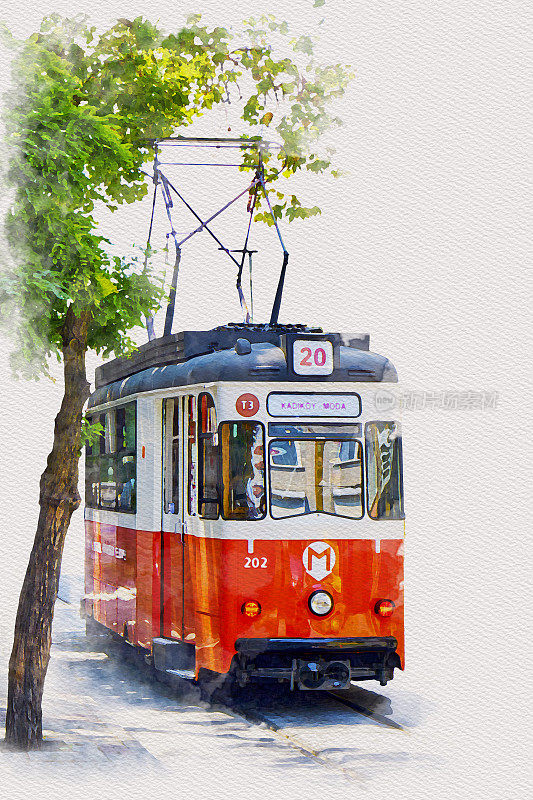 伊斯坦布尔的旧红色电车