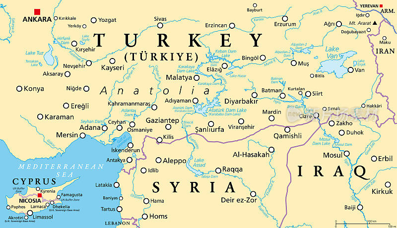 土耳其安纳托利亚半岛的一部分，政治地图