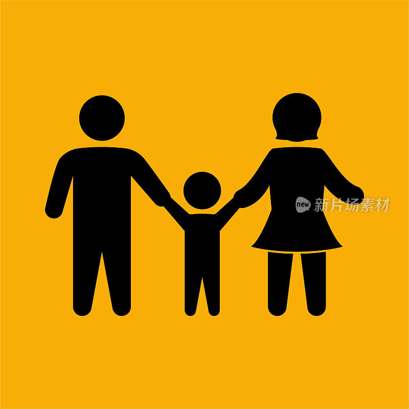 家庭图标在黄色背景上。