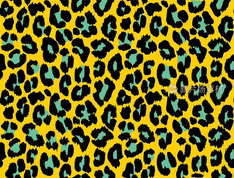 黄绿相间的豹纹，野猫皮毛图案。动物图案设计。