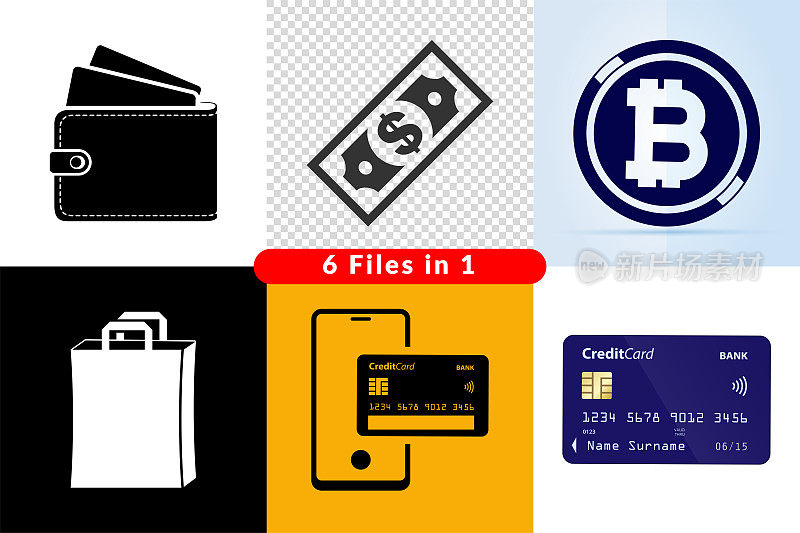 财经图标，网上购物…