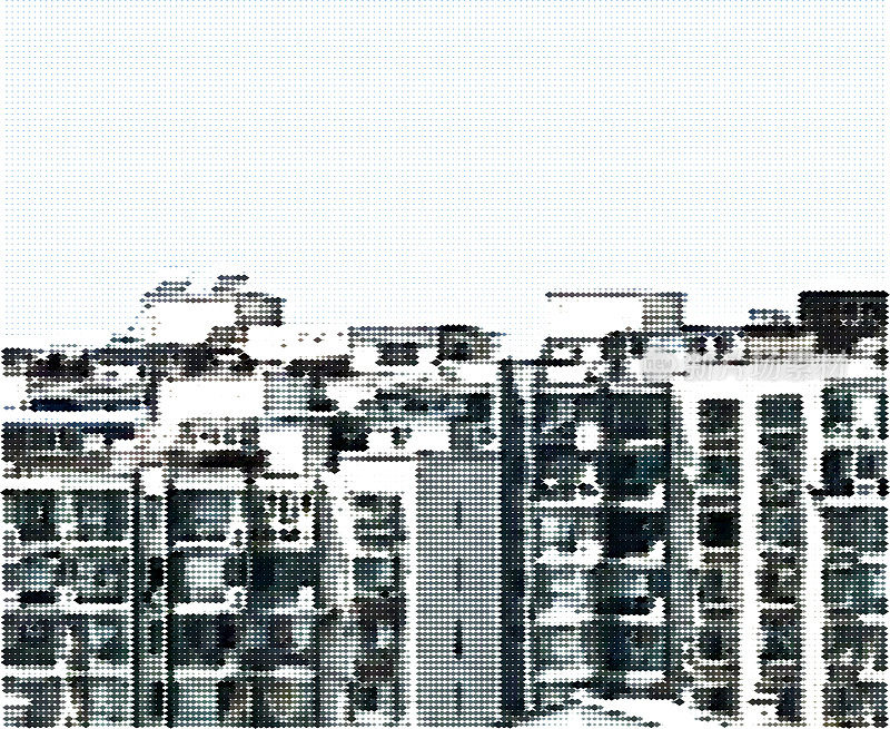 抽象色彩菱形马赛克城市建筑天际线图案背景