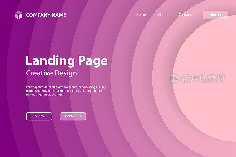 登陆页面模板-抽象设计与圆圈-时髦的紫色梯度