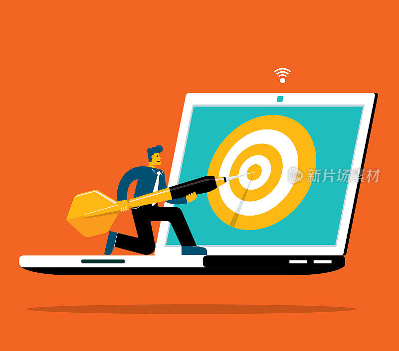 击中目标-商人-手提电脑