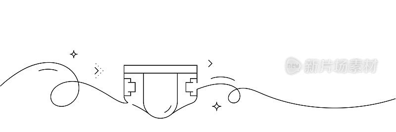 纸尿裤图标的连续线条绘制。手绘符号矢量插图。