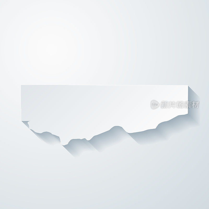 克利基塔特县，华盛顿州。地图与剪纸效果的空白背景