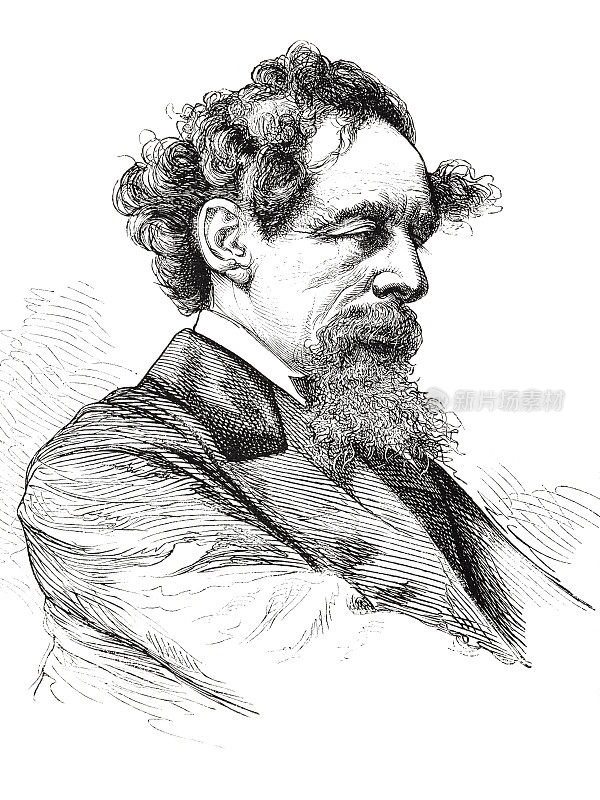 1875年作家查尔斯・狄更斯的版画
