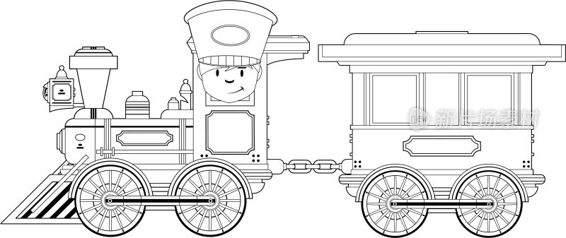 狂野西部火车和车厢轮廓