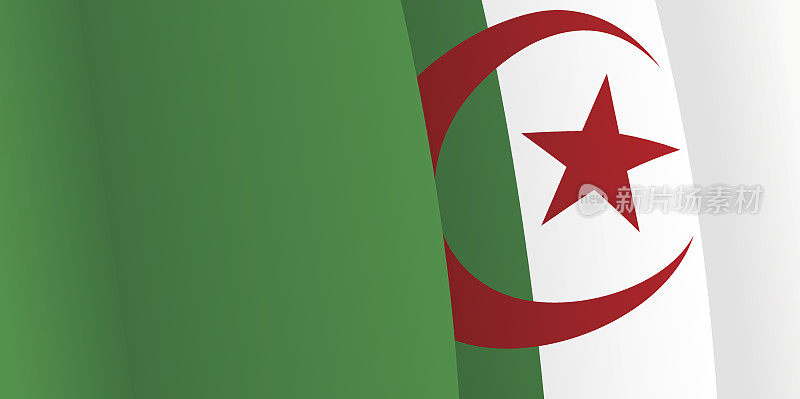 挥动阿尔及利亚国旗的背景。向量