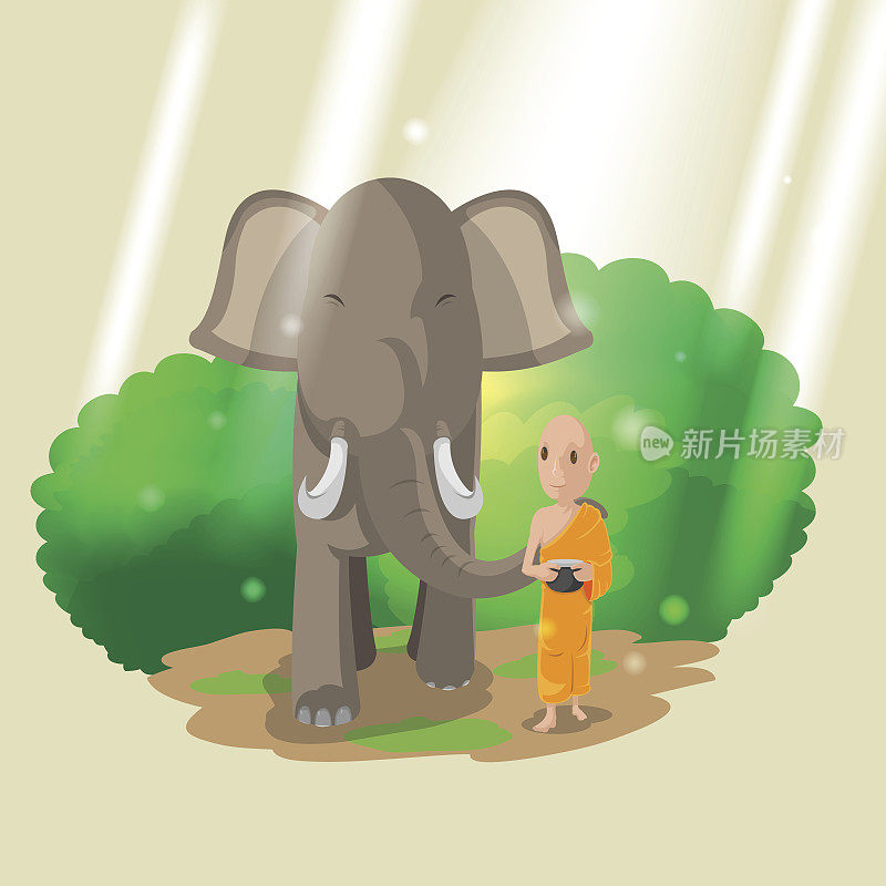 大象动物和尚行走文化载体