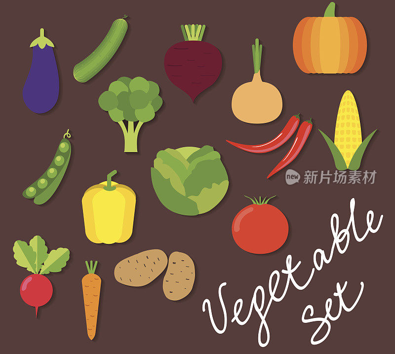 蔬菜的图标集。蔬菜的形象象征
