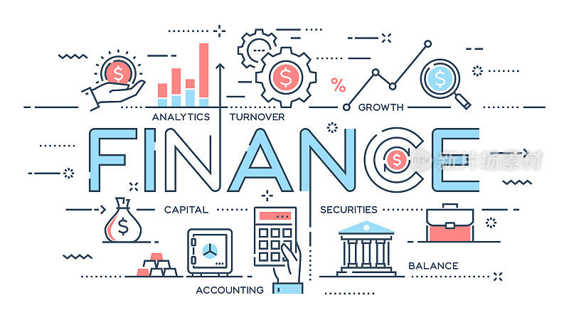 金融，投资，分析，增长，银行细线概念。