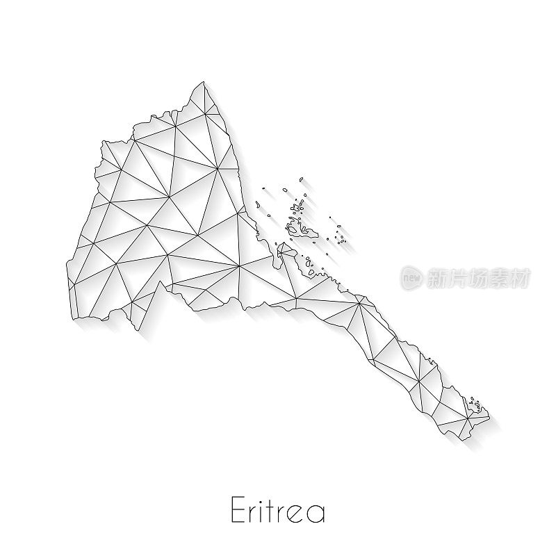 厄立特里亚地图连接-网络网格上的白色背景