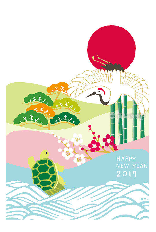 2017年日本新年卡片上的第一个日出