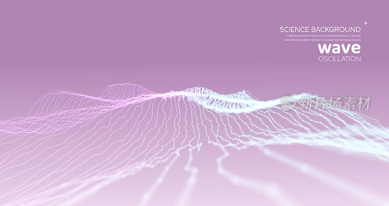 抽象的网络背景。粒子波。区块链。神经网络。