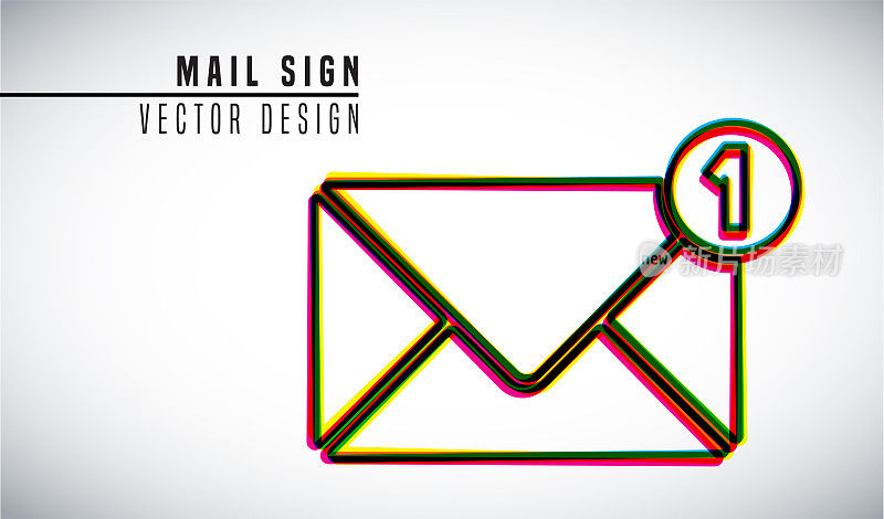 色彩丰富的矢量设计理念。新邮件图标