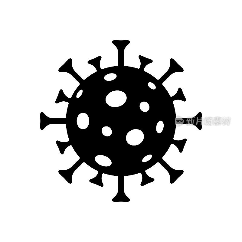 平面、孤立的covid-19冠状病毒标志图标矢量图像