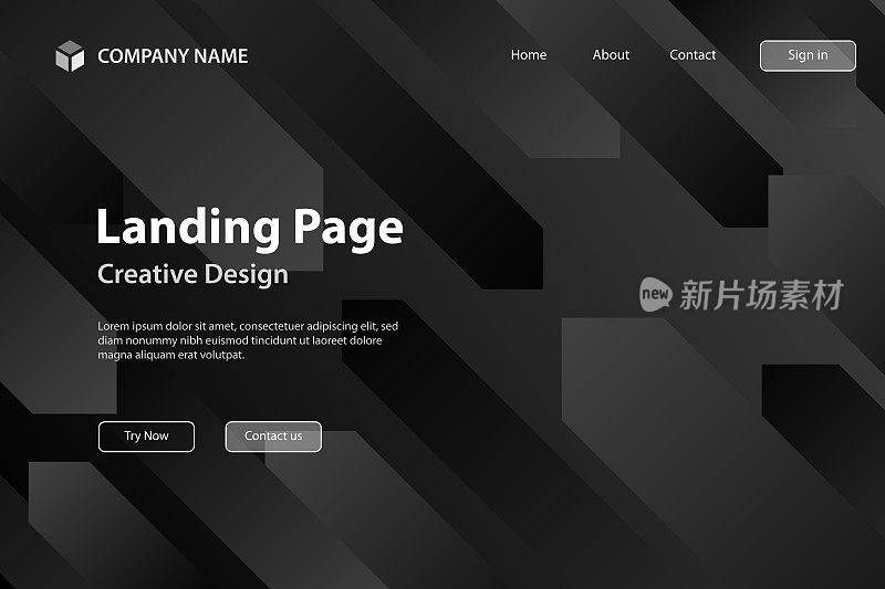 登陆页面模板-抽象设计与几何形状-时尚的黑色梯度
