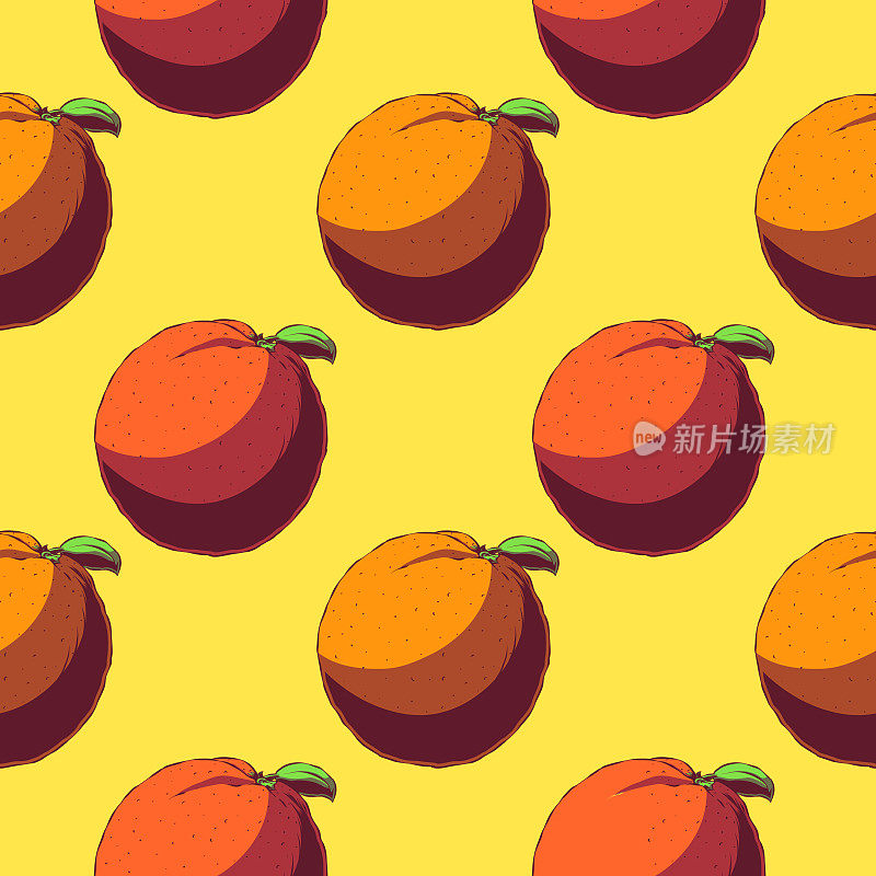 矢量手绘无缝模式-柑橘。