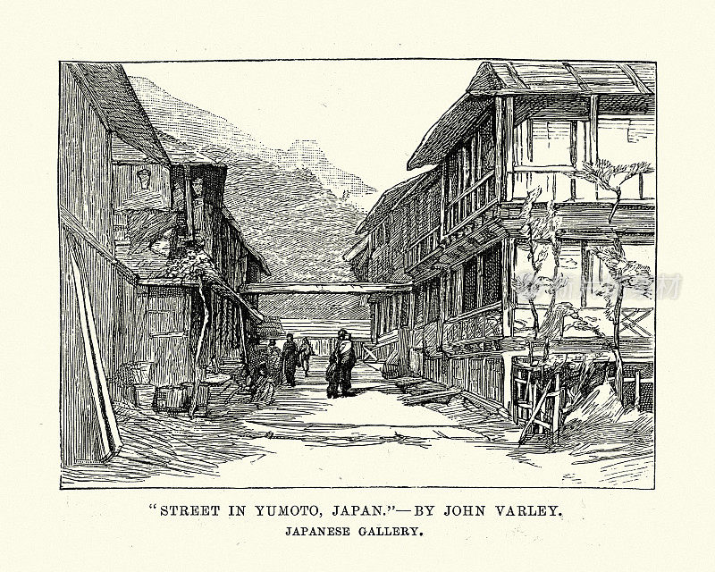 日本汤本的街道，19世纪