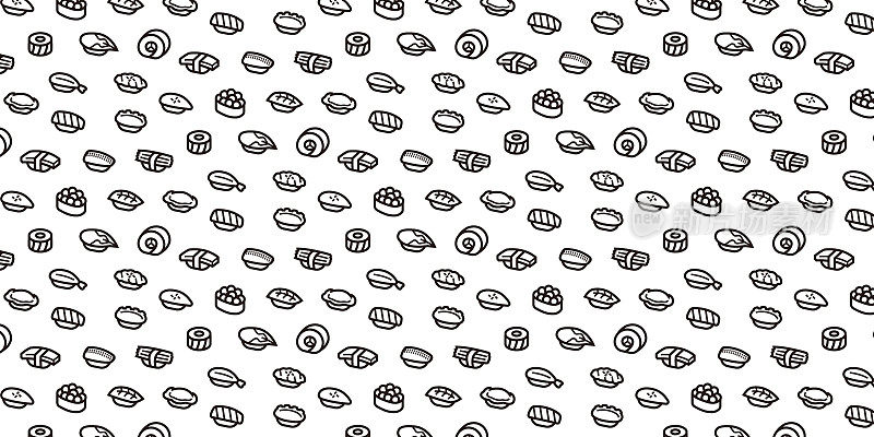寿司图标图案背景网站或包装纸(单调版)