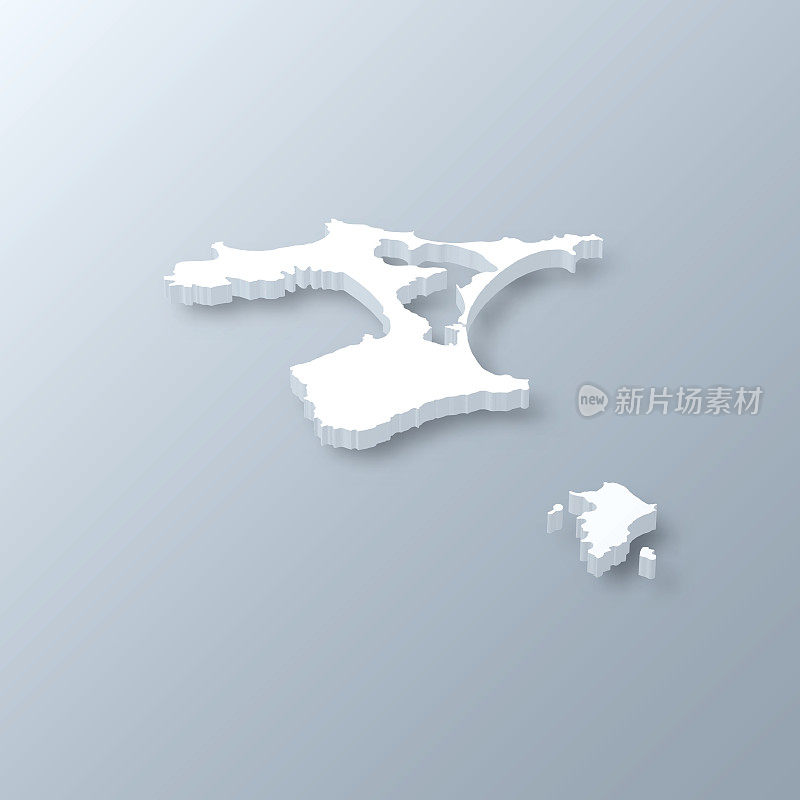 查塔姆群岛三维地图的灰色背景