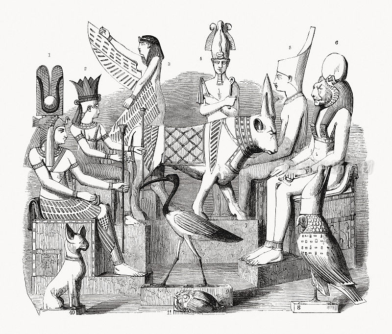 古埃及诸神，木刻，1862年出版