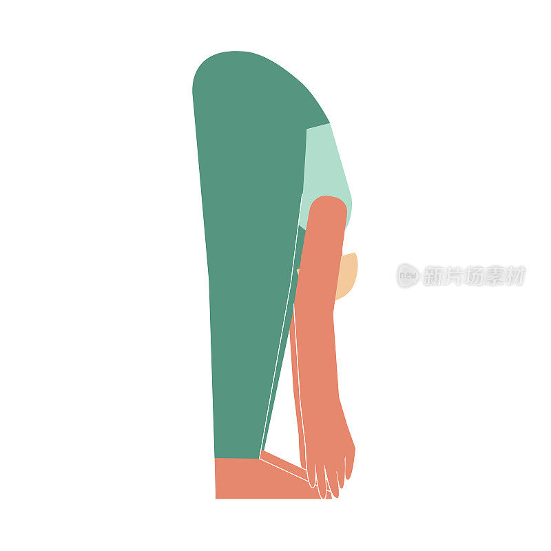 矢量插图与女性角色。运动的女人在瑜伽课上学习姿势。健身运动-大脚趾姿势