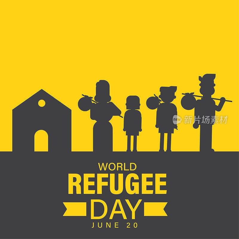 6月20日世界难民日矢量图。适用于贺卡，海报和横幅