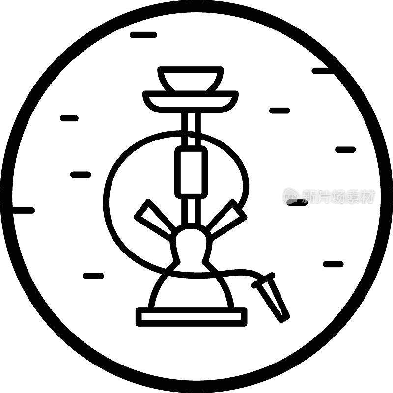 Maassel或水烟概念，水烟味烟草矢量图标设计，穆斯林节日符号，小开斋节和伊斯兰节日标志，神圣的斋月股票插图