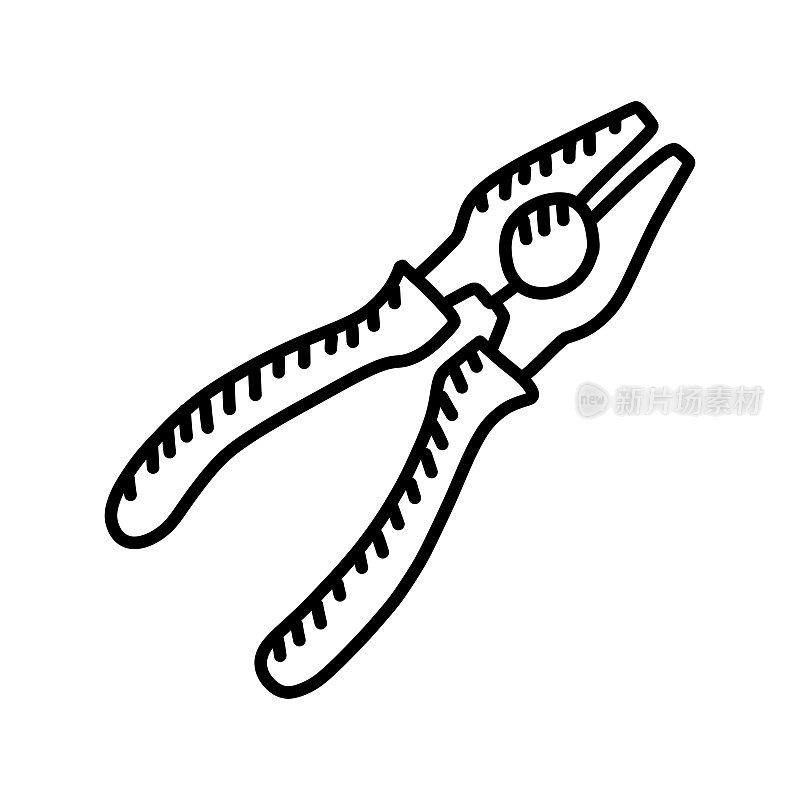 钳子手绘制图标,涂鸦风格矢量插图