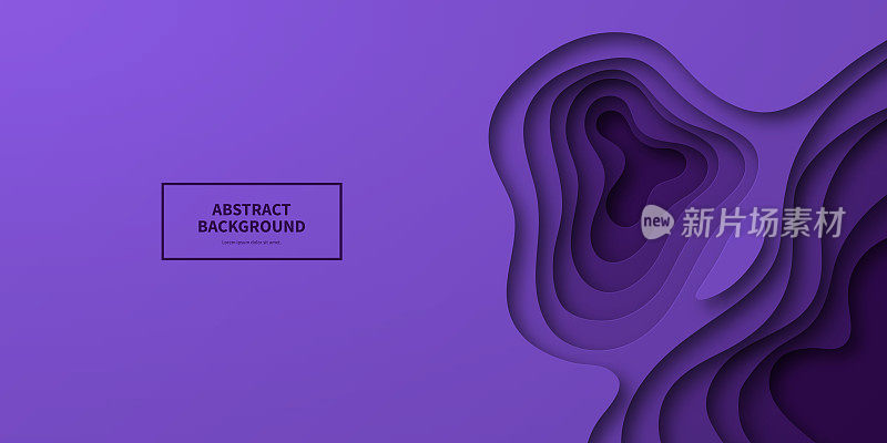 剪纸背景-紫色抽象波浪形状-流行的3D设计
