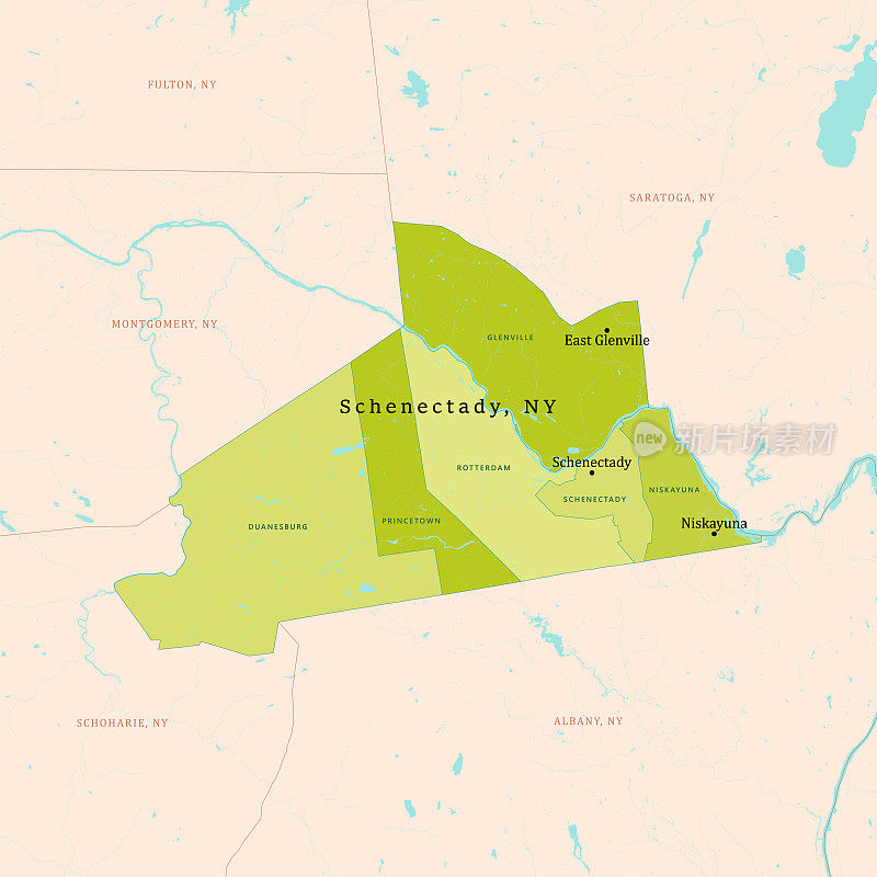 纽约斯克内克塔迪绿色矢量地图